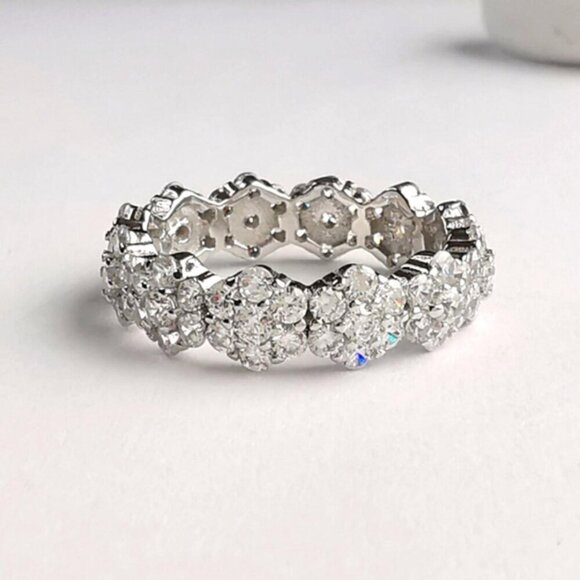 Forget me Not eternity band CZ in Sterling Silver 🆕 - Picture 1 of 7